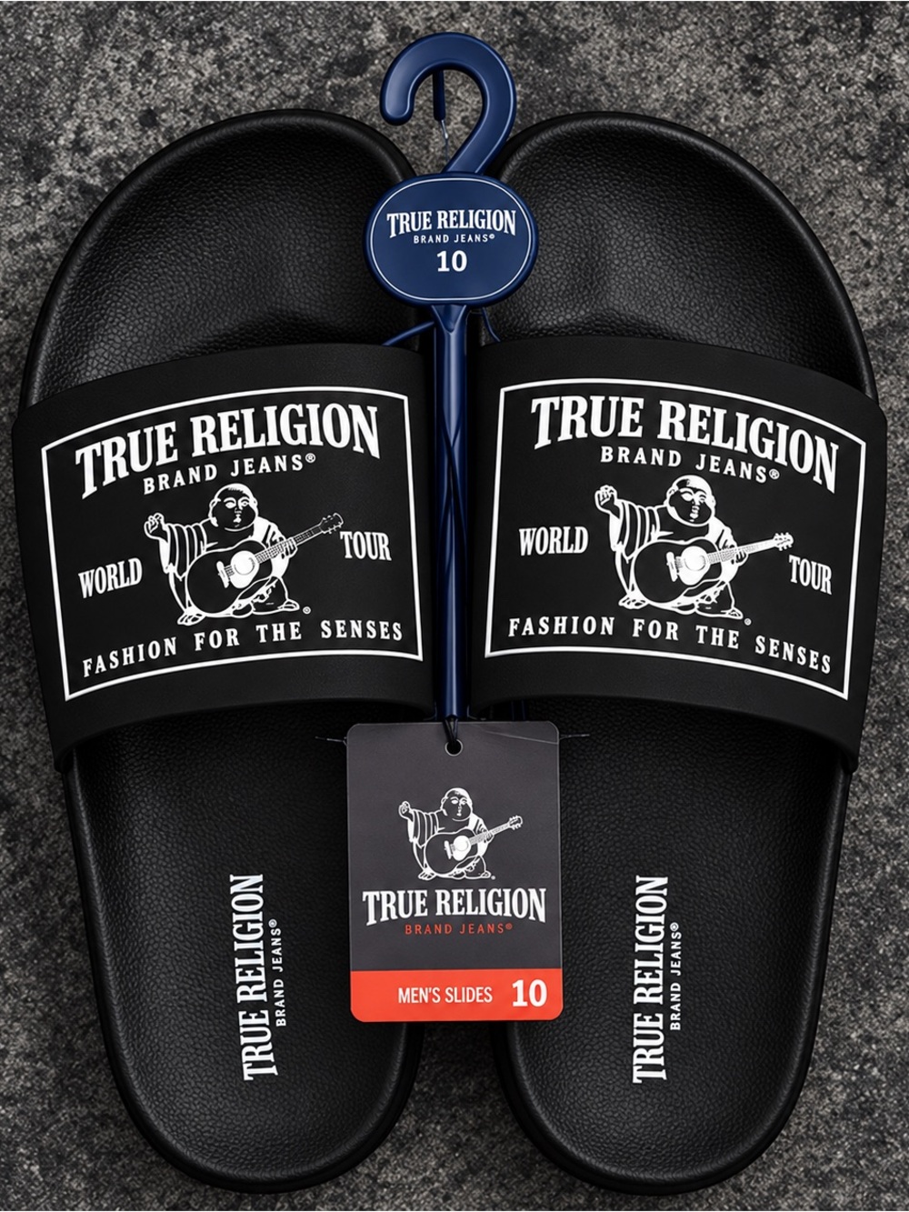 True Religion Men's Black Slide Sandals Size 10